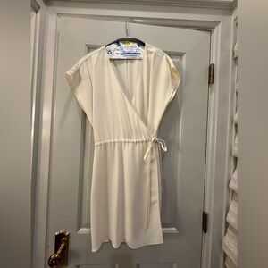 Theory Cream Wrap Romper with Side Tie Detail